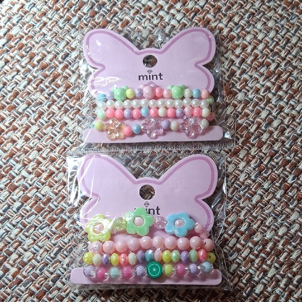 Mint Kids Pastel Bead Bracelet Set - Pink, Green, Blue & Yellow